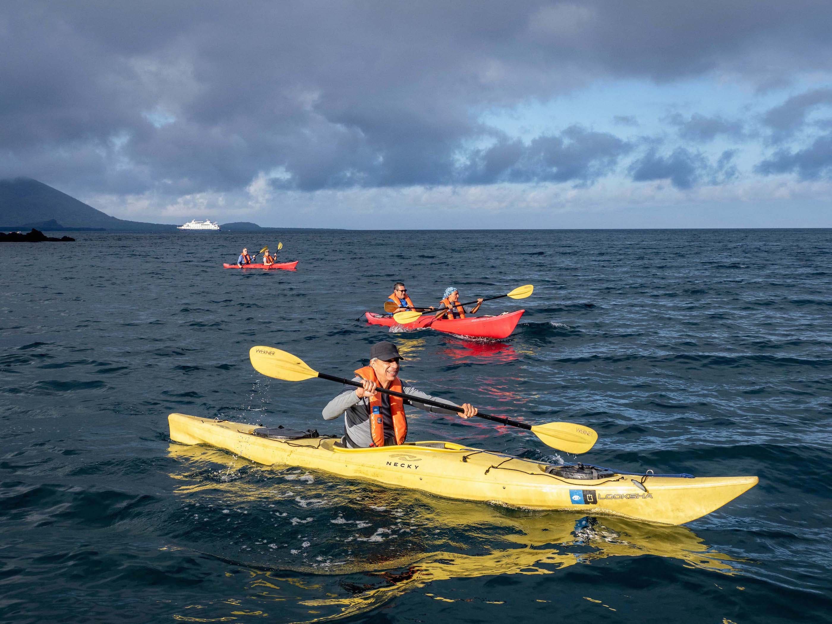 Kayakers in the Galápagos Islands